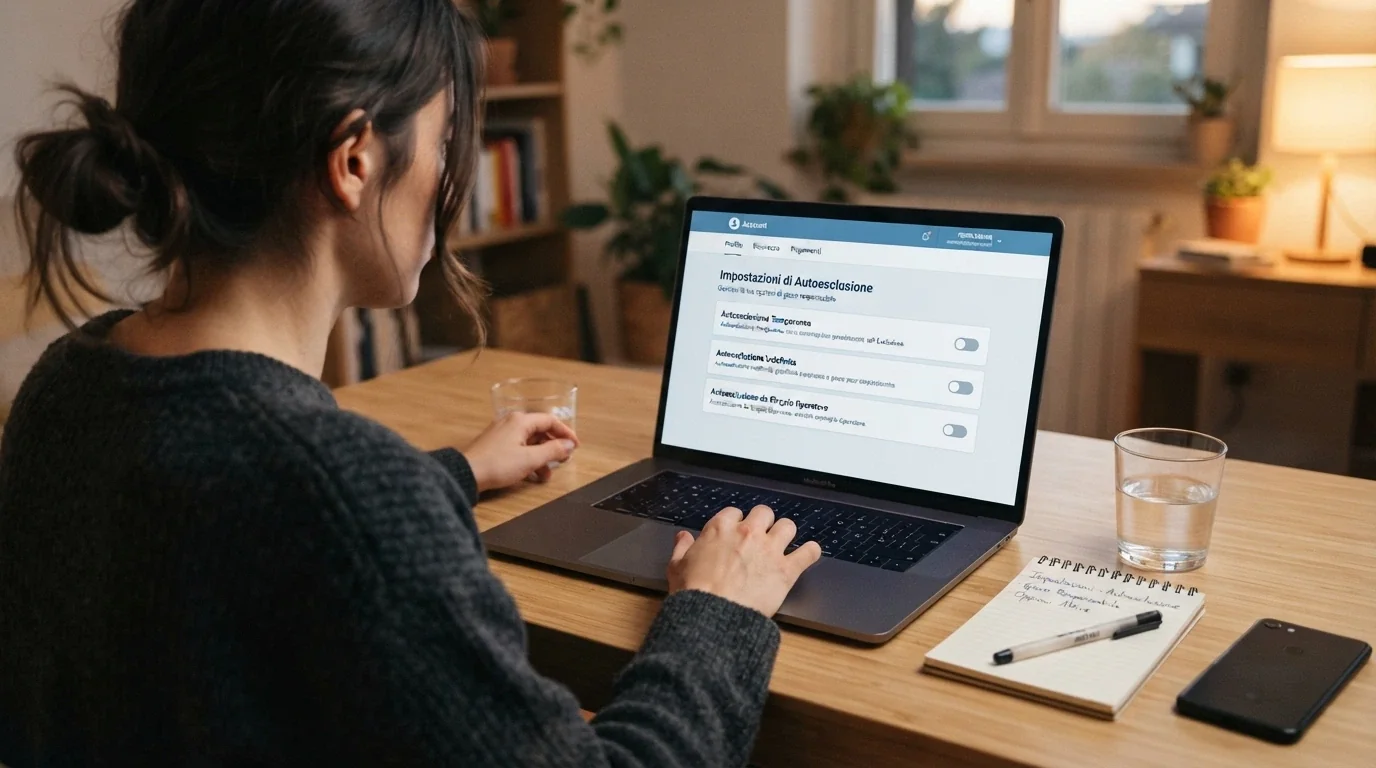Interfaccia dell'area riservata di un concessionario ADM con le opzioni di autoesclusione: temporanea, indeterminata, per singolo concessionario