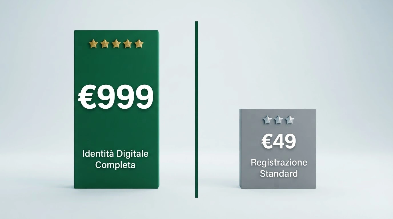 Confronto visivo tra due offerte di benvenuto: la colonna «con SPID» mostra 2.000€ + 1.000 FS, la colonna «senza» mostra 300€ + 300 FS