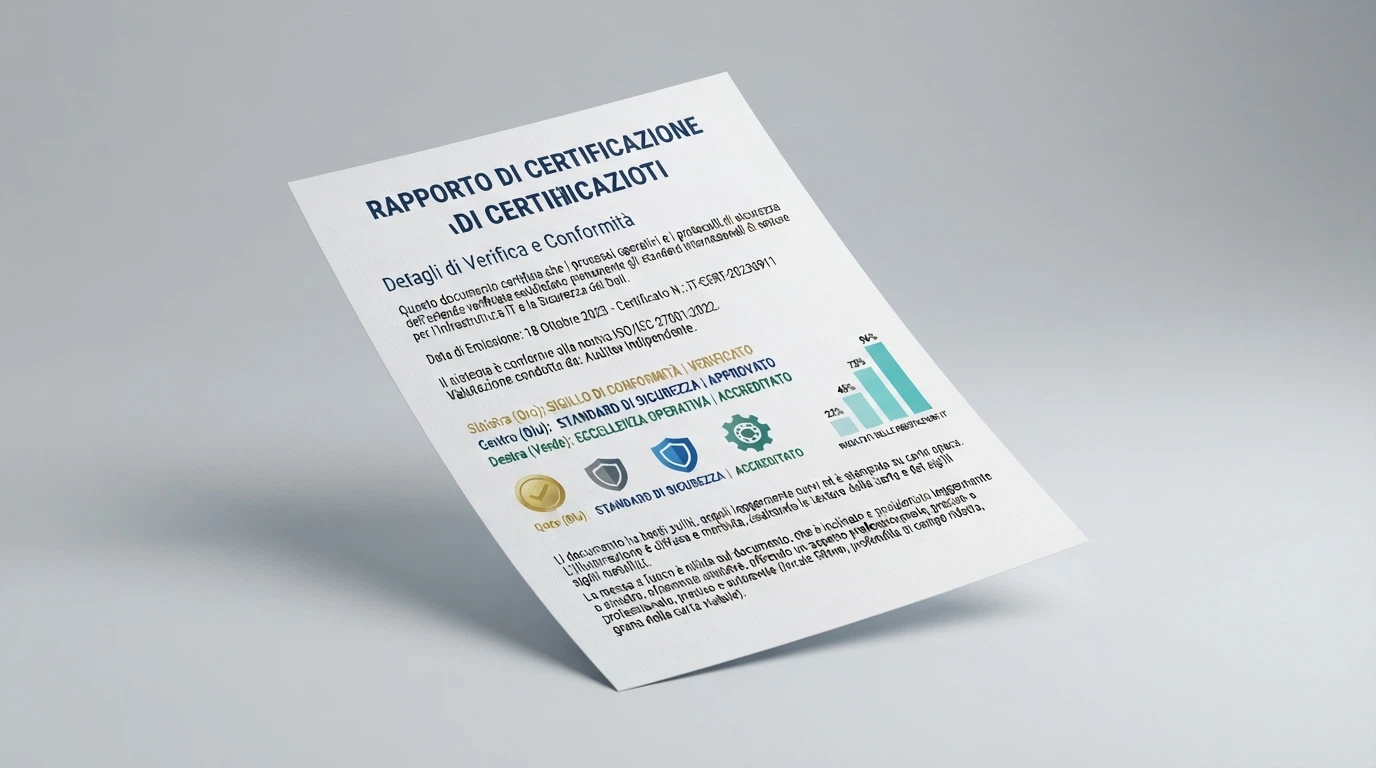 Schermata stilizzata di un report di certificazione con sigilli eCOGRA, iTech Labs e GLI e grafici di verifica RTP
