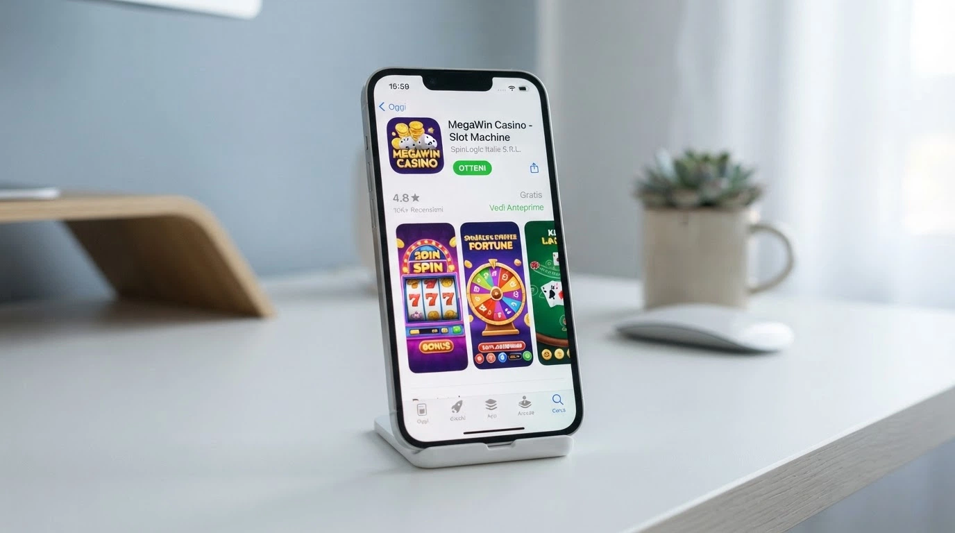 iPhone che mostra la schermata di download di un'app casinò dalla sezione Giochi dell'App Store