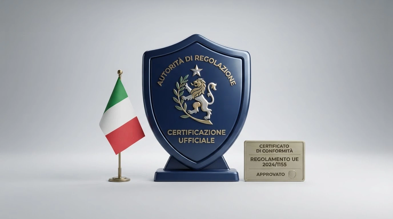 Logo ufficiale dell'Agenzia delle Dogane e dei Monopoli accanto alla bandiera italiana e al simbolo del RUA