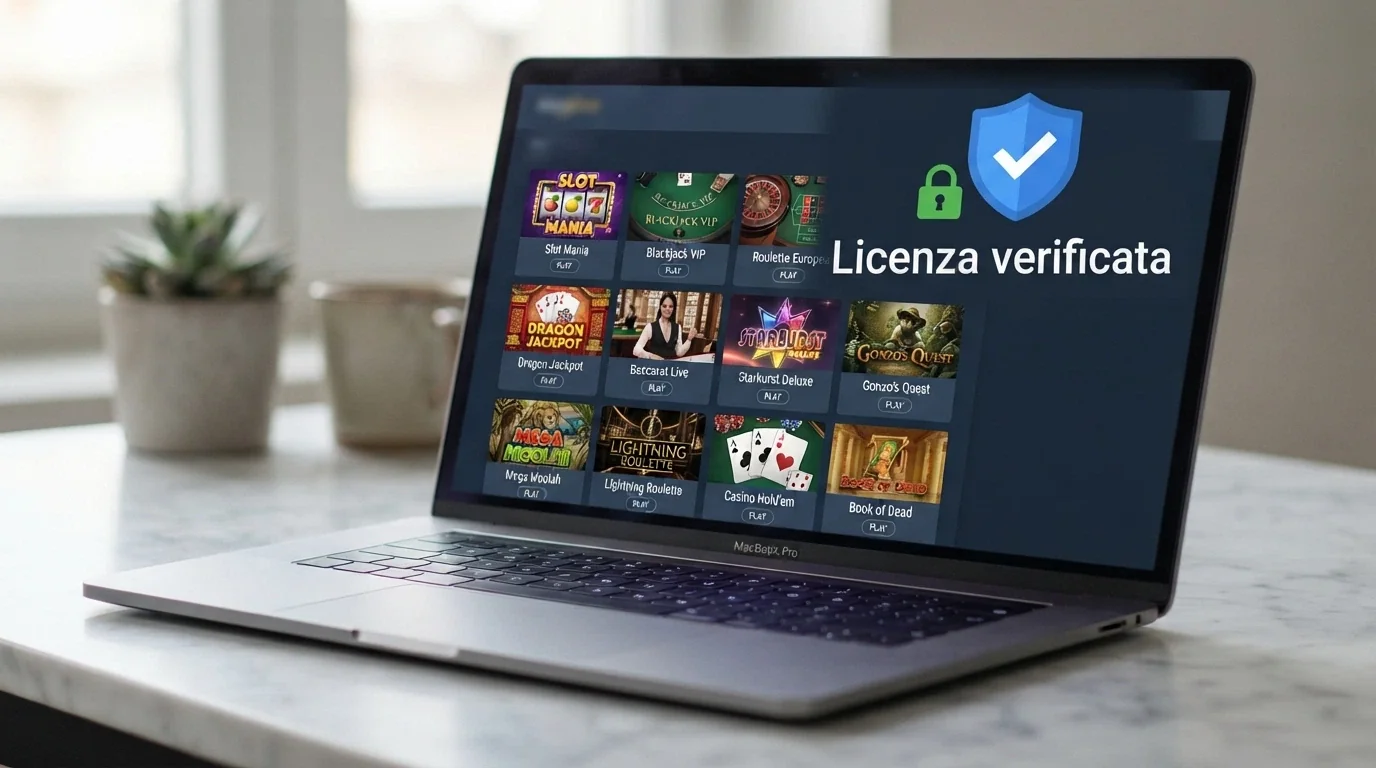 Il sigillo ADM in primo piano su un'interfaccia di casinò online, con lucchetto e simboli di sicurezza