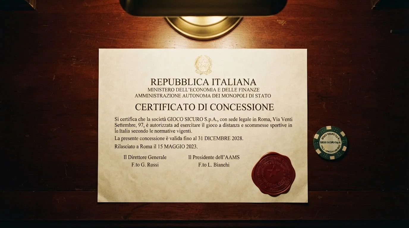Il logo ufficiale dell'Agenzia delle Dogane e dei Monopoli accanto alla dicitura «concessionario autorizzato» su sfondo istituzionale