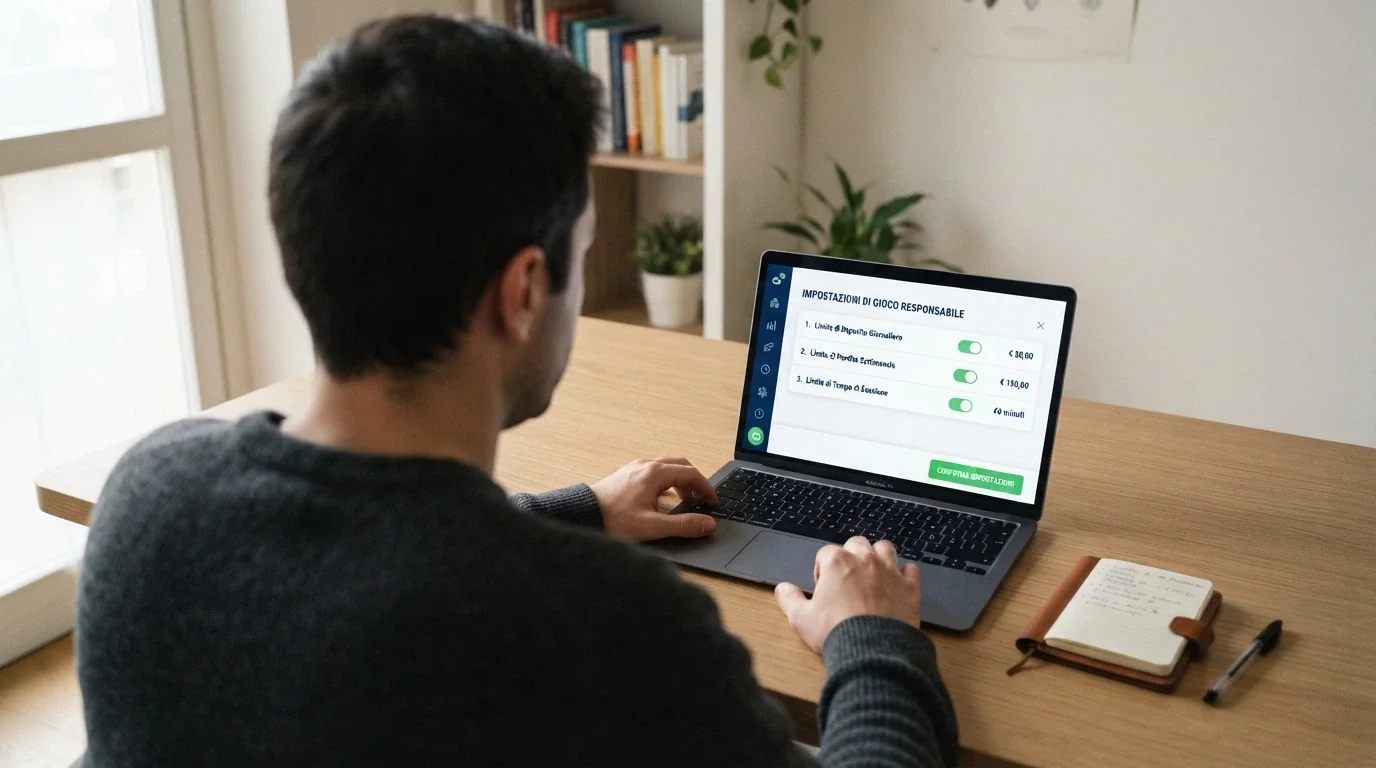 Interfaccia di impostazione limiti di deposito in un casinò online, con grafico a barre e interruttori