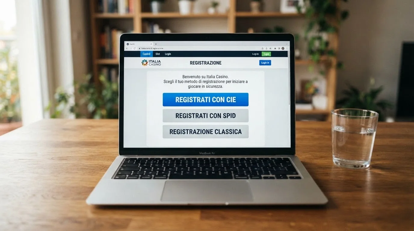 La schermata di registrazione di un casinò online ADM con l'opzione «Registrati con CIE» evidenziata tra i metodi disponibili