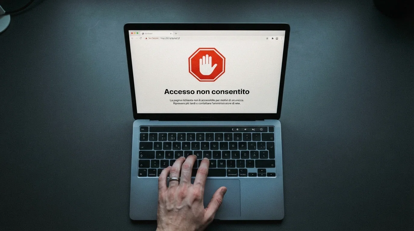 Messaggio di sito inibito dall'ADM visualizzato su un browser con la scritta «Accesso non consentito»