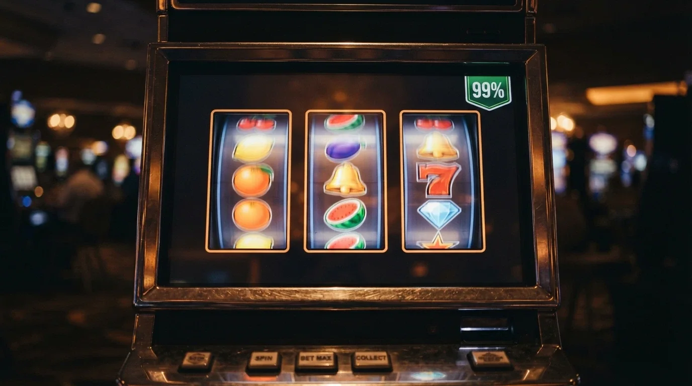 Schermata di una slot online con l'indicatore RTP in evidenza, simboli ad alta vincita e interfaccia di gioco pulita