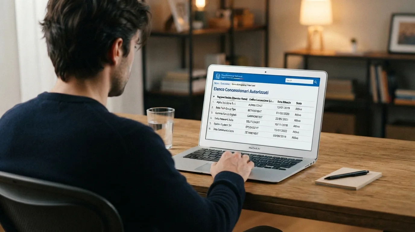 Lo schermo di un computer aperto sul sito ufficiale dell'ADM con l'elenco pubblico dei concessionari autorizzati